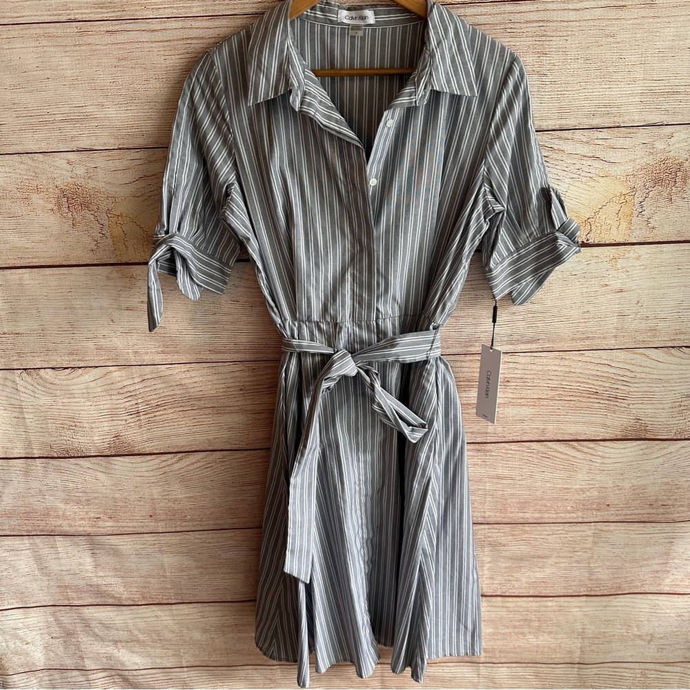 Calvin Klein Striped Gray Mini Dress